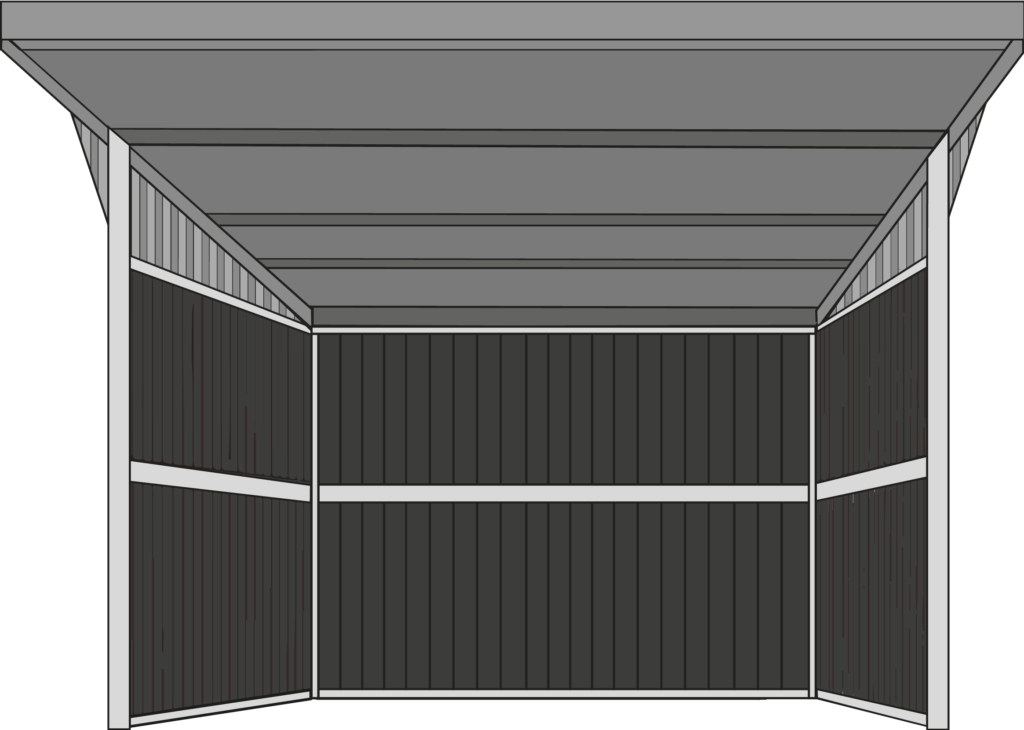 2D Tekening Schuilstal Zwarte Kunststof